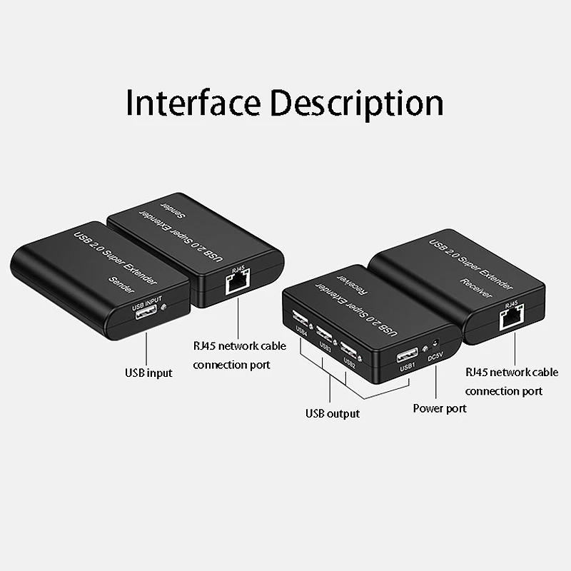 USB сплиттер 1X4 USB2.0 к RG45 удлинитель 100 метров Сетевой адаптер для (вилка США)|Кабели