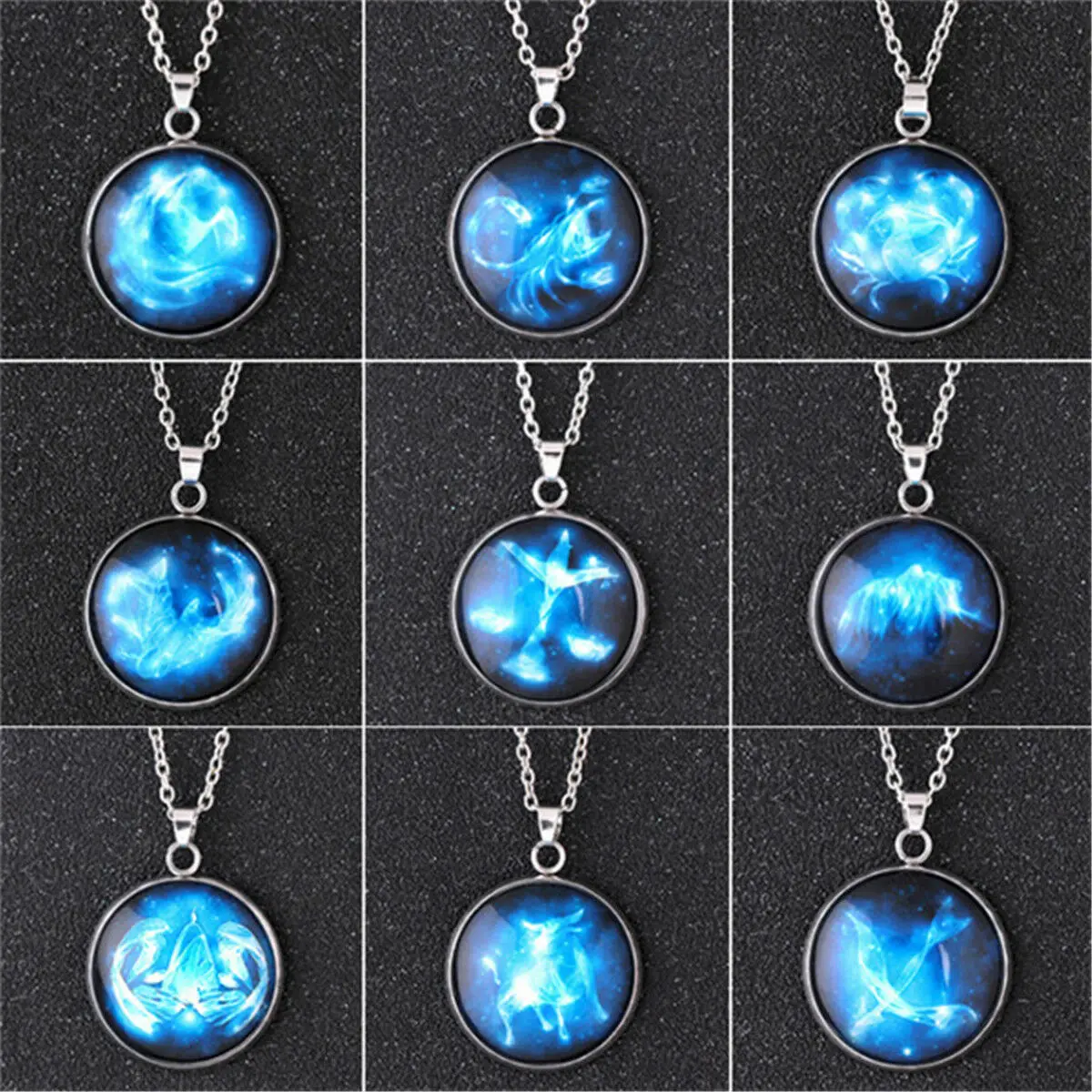 

12 созвездий светящийся в темноте Зодиак Кабошон Ожерелье Подвеска Мода