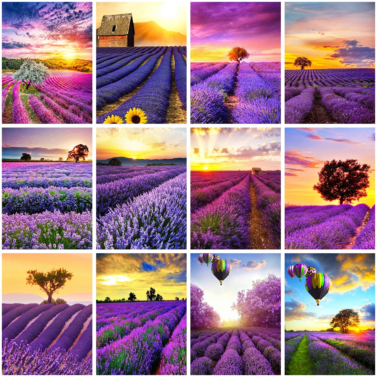 

Round Diamond Embroidery Diy Landscape Flower Sea 5d Diamond Painting Cross Stitch Lavender Mosaic Home Decoration New Year Gift