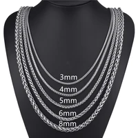 elfasio customized any length 34568mm wide stainless steel chain wheat link silver color mens necklace fashion jewelry