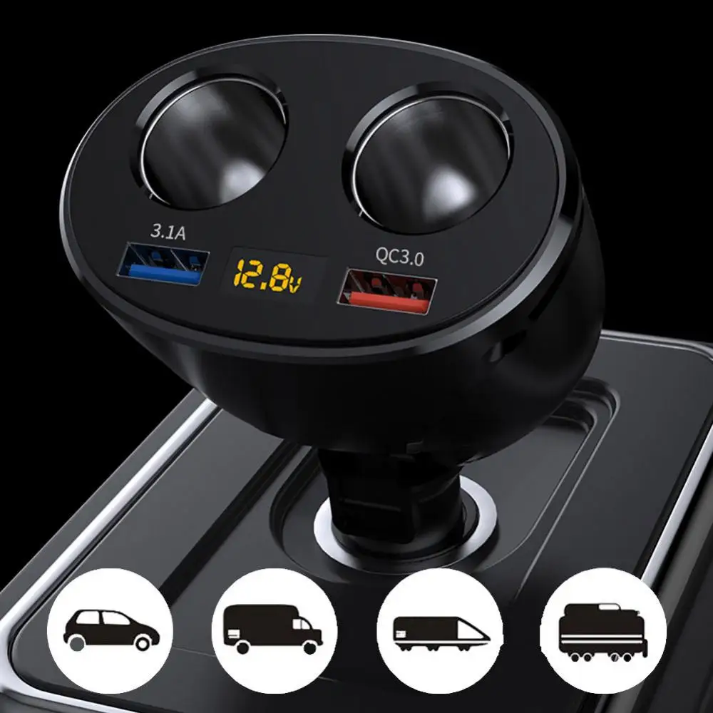 80% горячая Распродажа дисплей напряжения двойной USB порт 2 прикуриватель Socketsy QC3.0