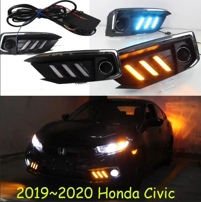 Год для Honda Civic Дневной светильник автомобильные аксессуары светодиодный DRL головной светильник для Civic противотуманный светильник - Цвет: Model2 White yelo b