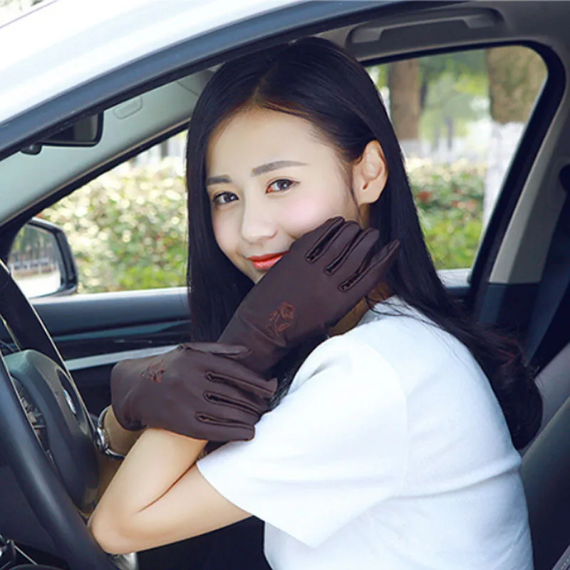 Женские эластичные перчатки в горошек летние с защитой от солнца и для девушек