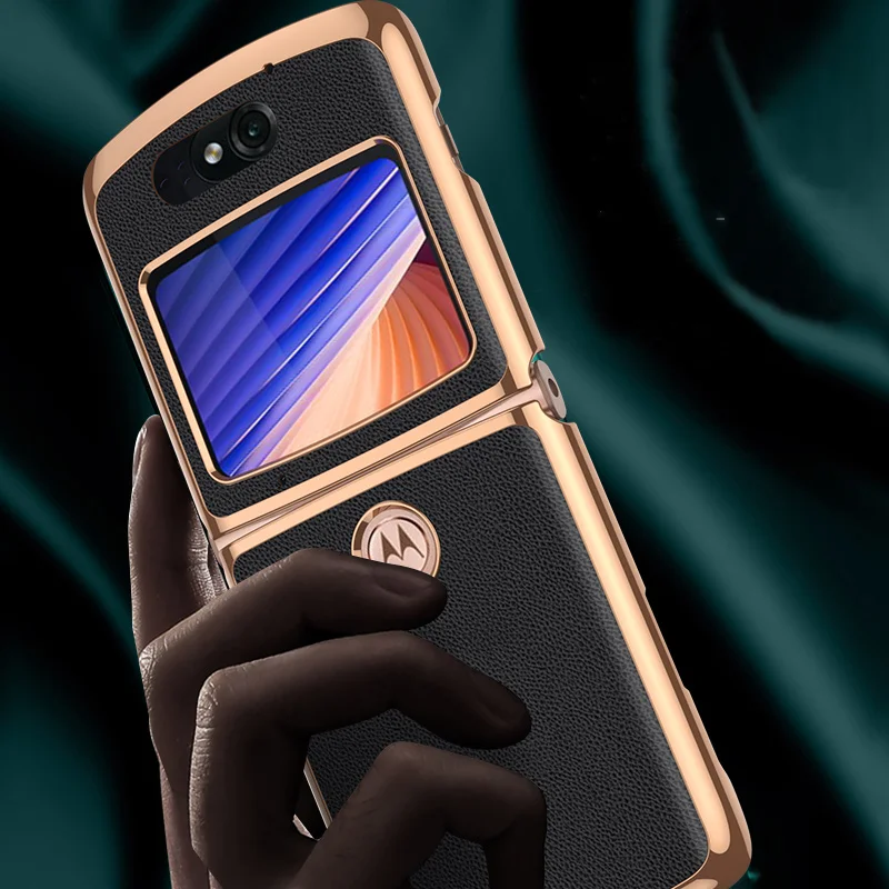 plain leather phone case for motorola razr 5g cover plating new fitted flip case shockproof smart phone bumper protective funda free global shipping