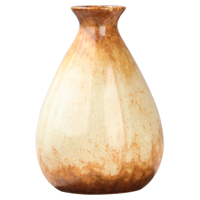 

Mini Ceramic Tabletop Flower Vase Wine Bottle Living Room Home Decoration Ornaments Hydroponics Flower Plants Pot