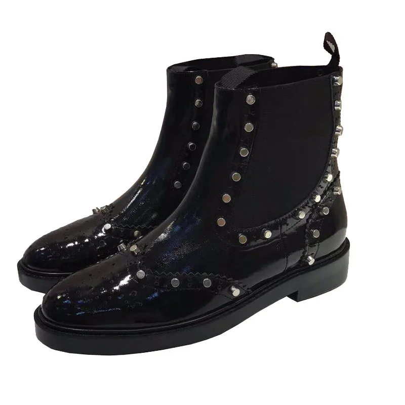 Короткие ботинки с заклепками и Ботинки martin из натуральной кожи Женские