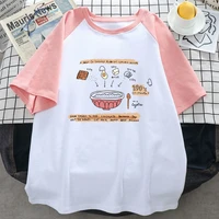 summer 100 cotton tee shirt women harajuku y2k clothes loose anime kawaii cute bento print short sleeved t shirts female tops