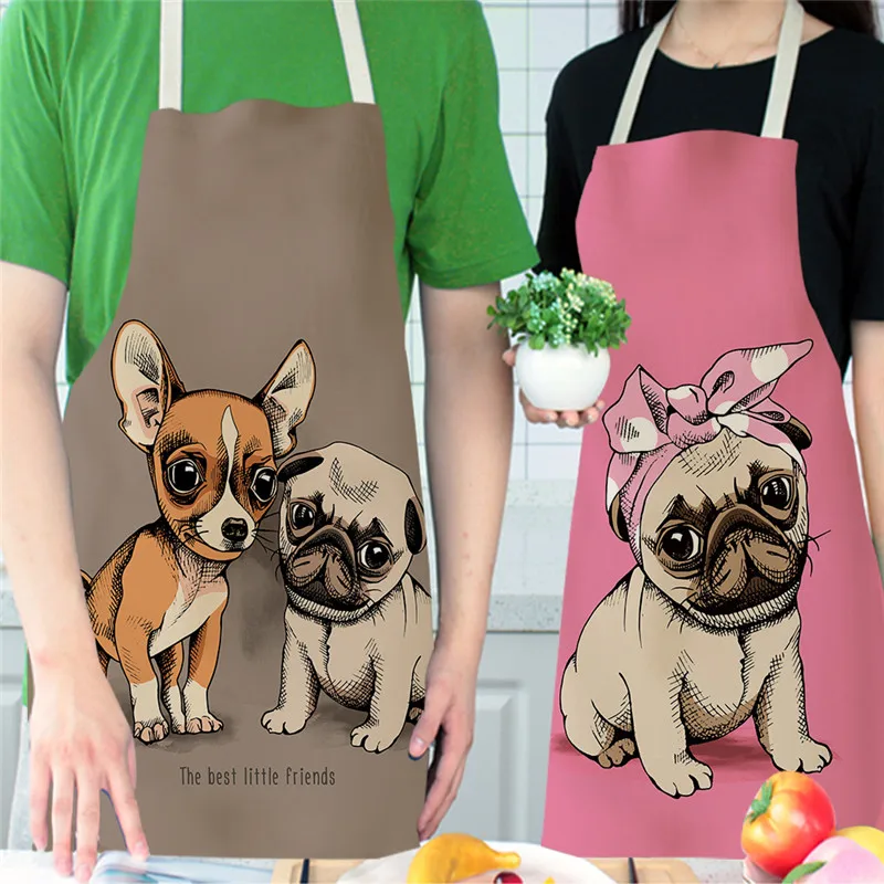 Кухонные фартуки с мультяшным принтом собаки хлопковые льняные домашние