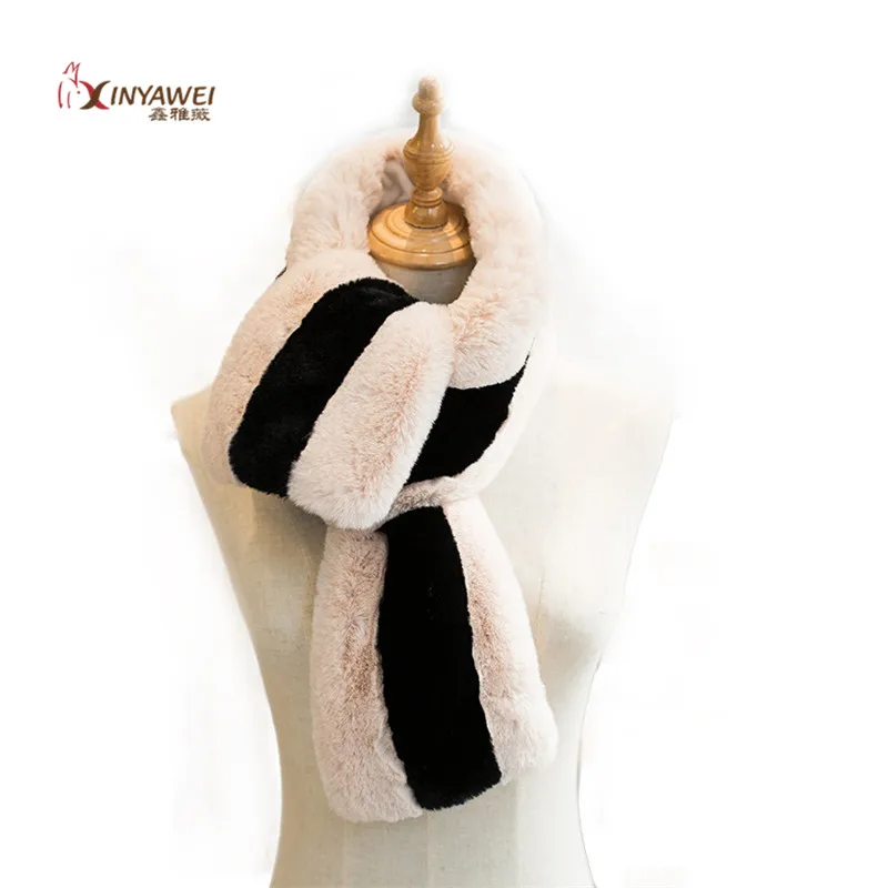 Лидер продаж Модный Зимний толстый мех плюшевого кролика однотонный шарф яркие