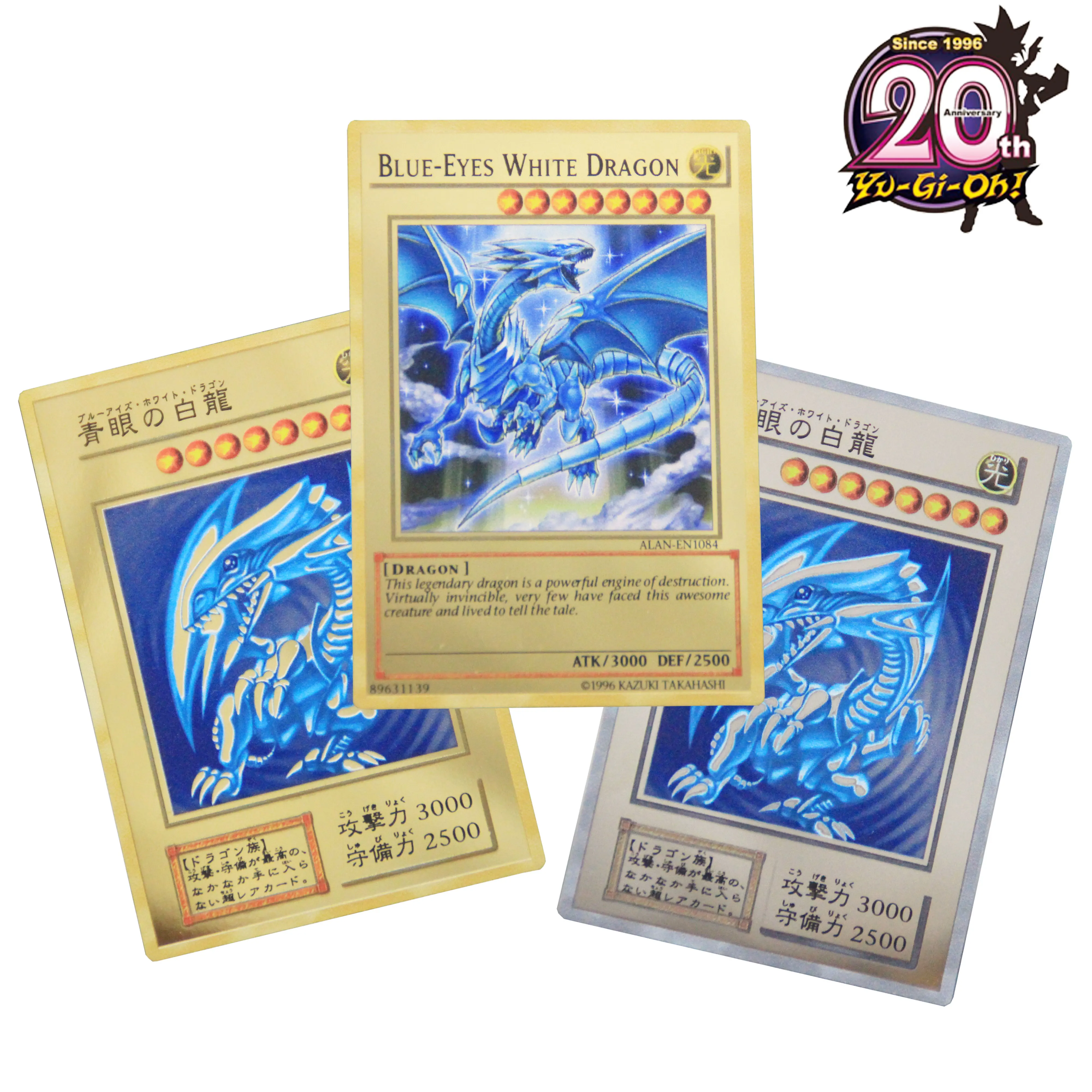 Золотые металлические открытки Yugioh из сплава коллекционная карточка с голубыми
