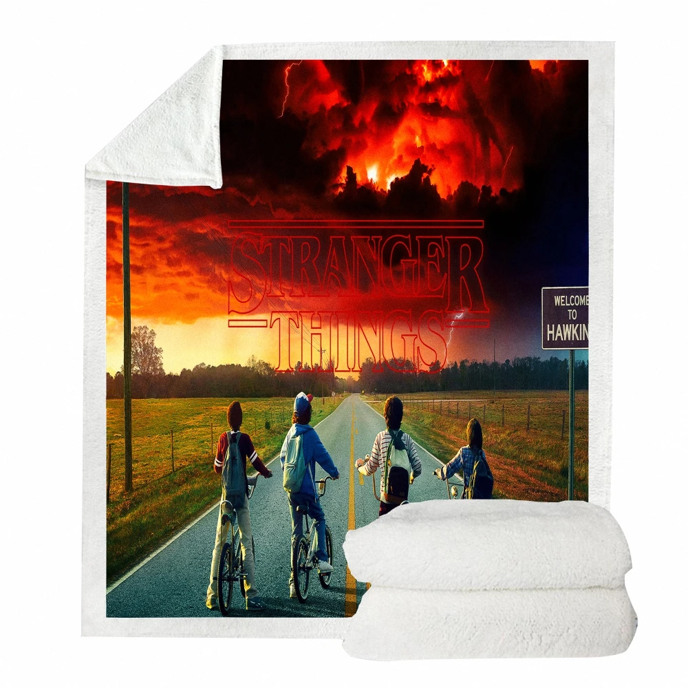 Одеяло для просмотра аниме странные вещи принт двойной бархат домашний диван