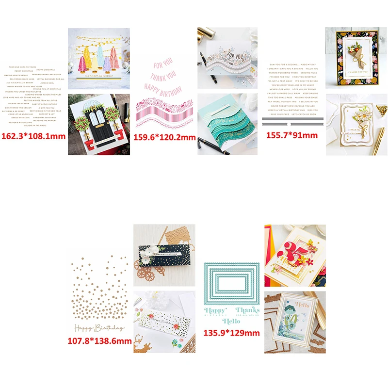

Christmas Birthday Phrase Sentiments Scallop Frame Banner Border Hot Foil Plate DIY Scrapbooking Craft Paper Cards 2021 #23