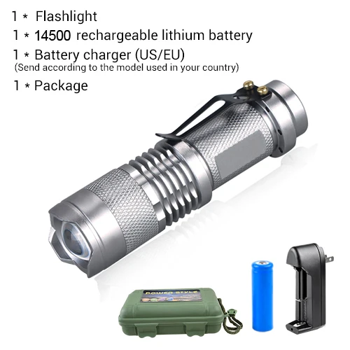 Package C Gray Body Мини-фонарик с регулируемым фокусом CREE Q5 2000 люмен светодиодный фонарь AA 14500 фонарь Linterna светодиодный с креплением - Испускаемый цвет: Package C Gray Body