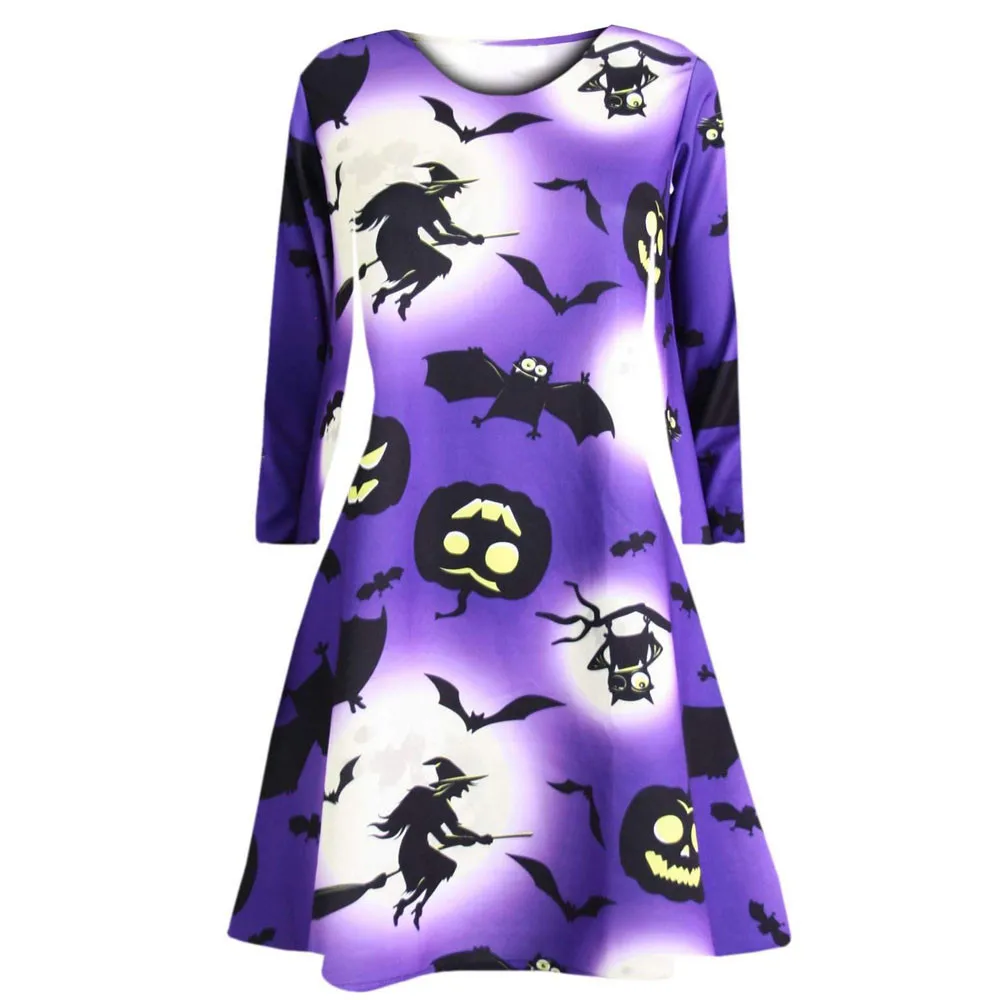 Хит продаж женский длинный рукав тыква Череп Хэллоуин вечерний Выпускной костюм