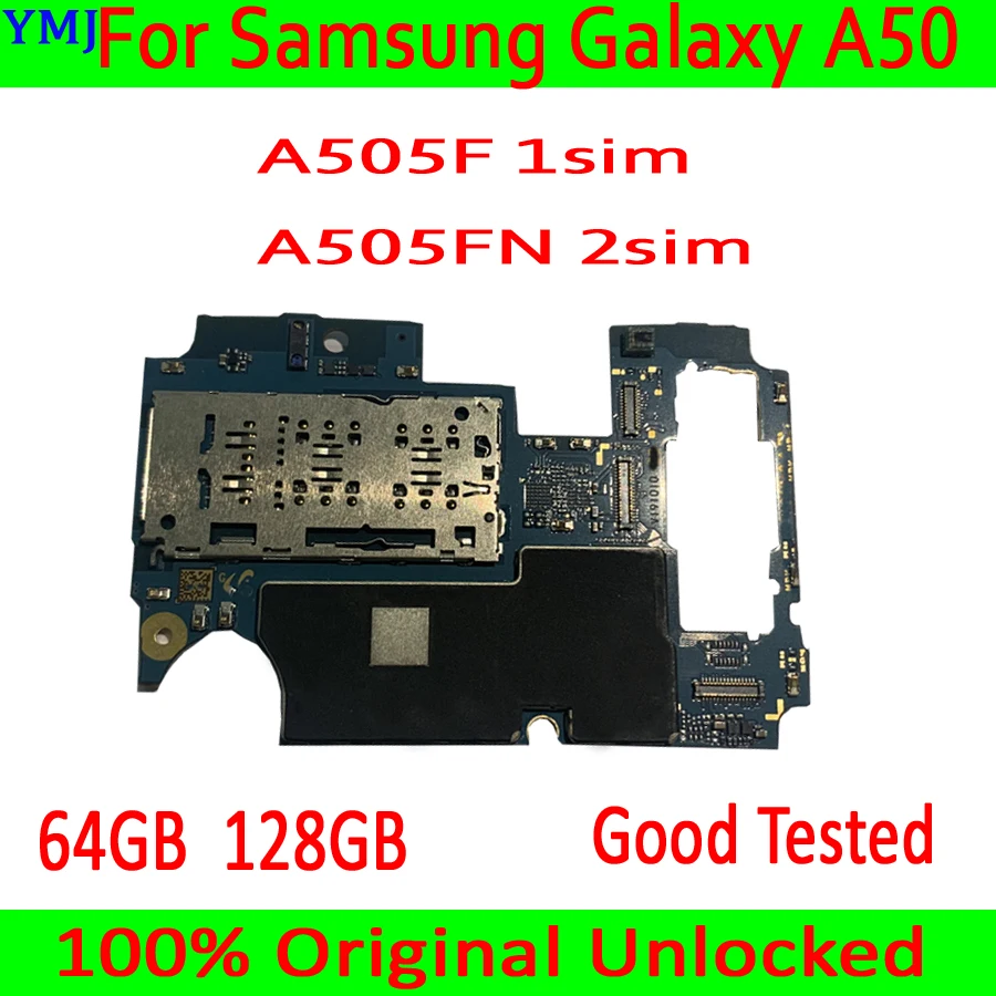 

100% Tested For Samsung Galaxy A50 A505F/A505FN Motherboard Single/dual card,Original Unlock Android System Logic Board 64GB/128