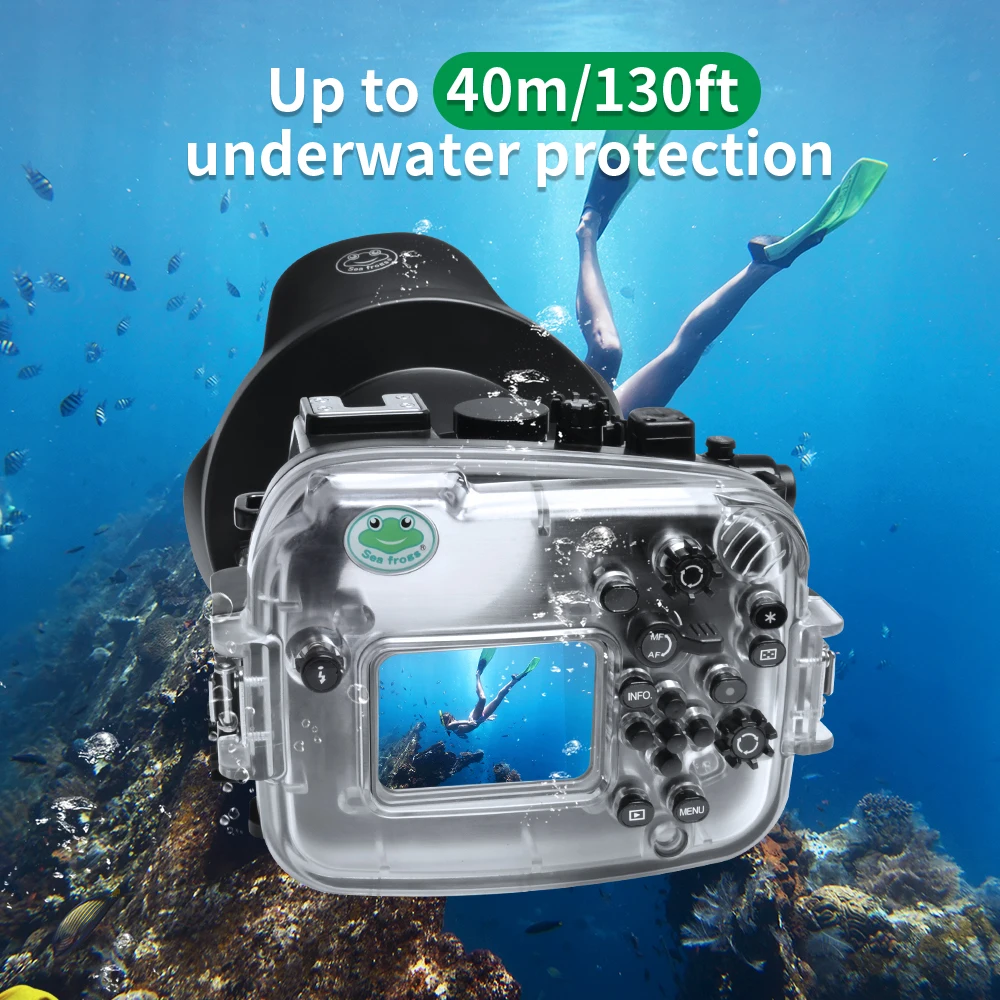 

For Canon EOS M6 Mark II 40m/130ft Sea Frogs Underwater Camera Housing Diving Waterproof Case Cover