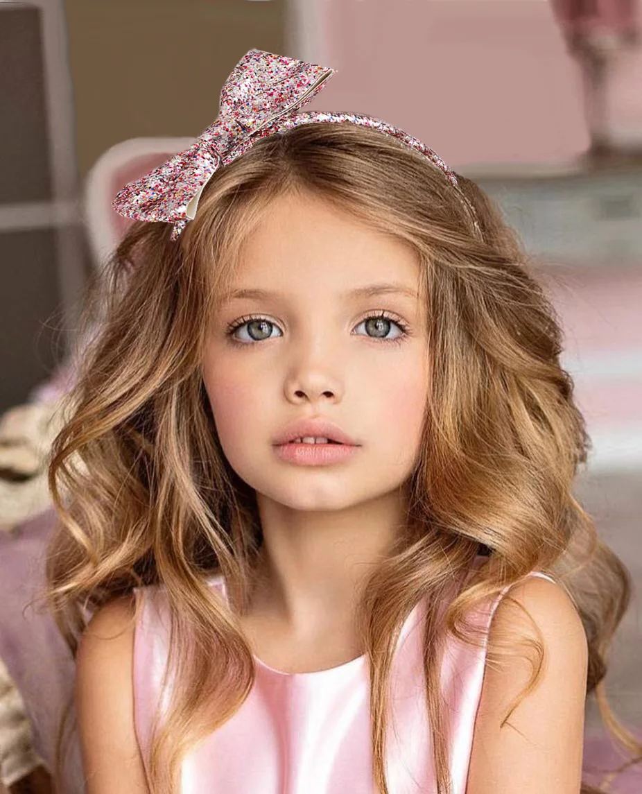 5 шт. Модный Блестящий ободок с бантиком однотонный бант ободки для волос