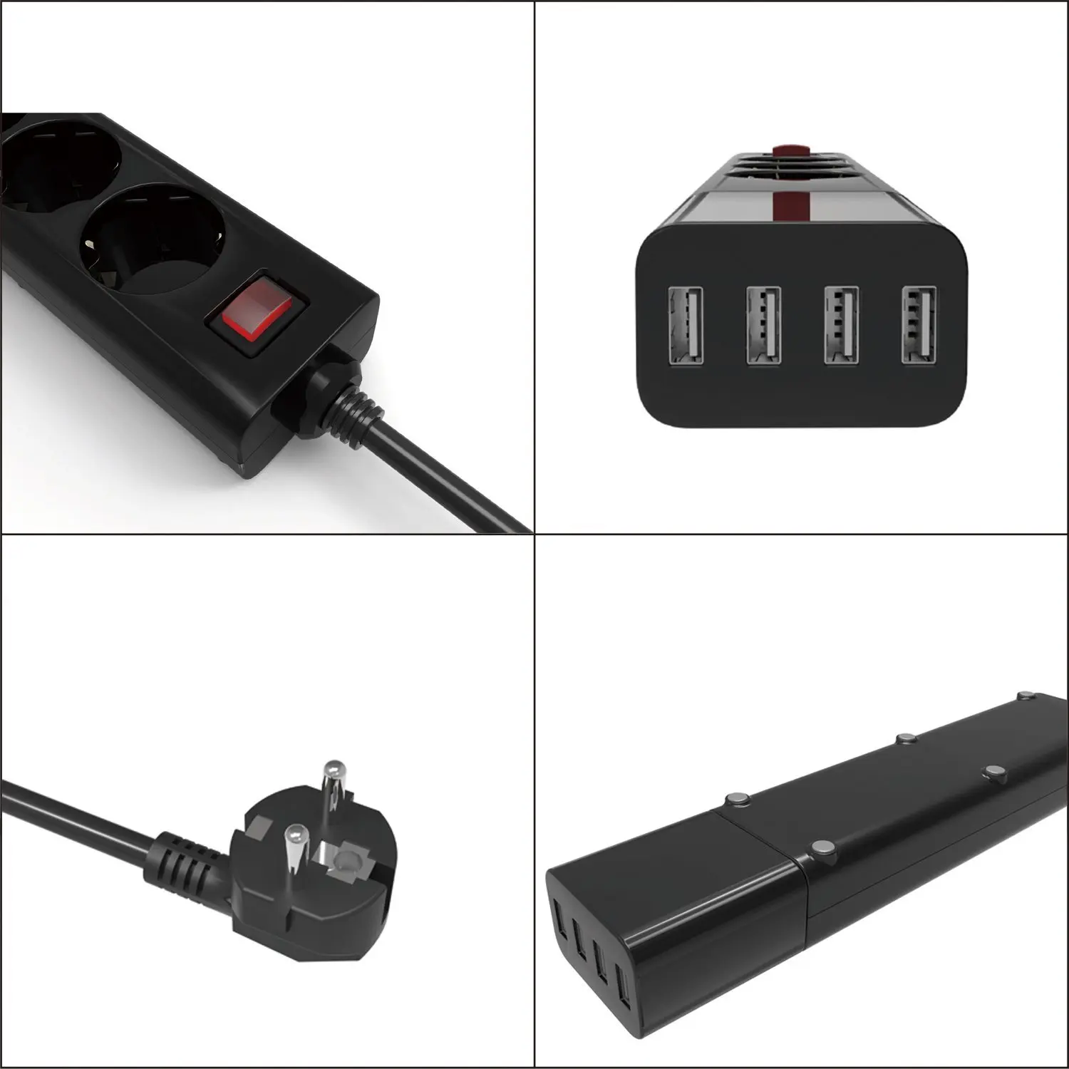 Сетевой блок с несколькими разъемами с USB 3 выходами ЕС 4 usb-порта съемное настенное быстрое зарядное устройство Защита от перенапряжения удлинитель 1,5 м