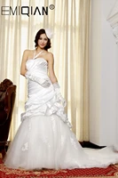 new elegant sleeveless ruched bride wedding gown mermaid long wedding dress 2020 stain vestido de noiva with flowers