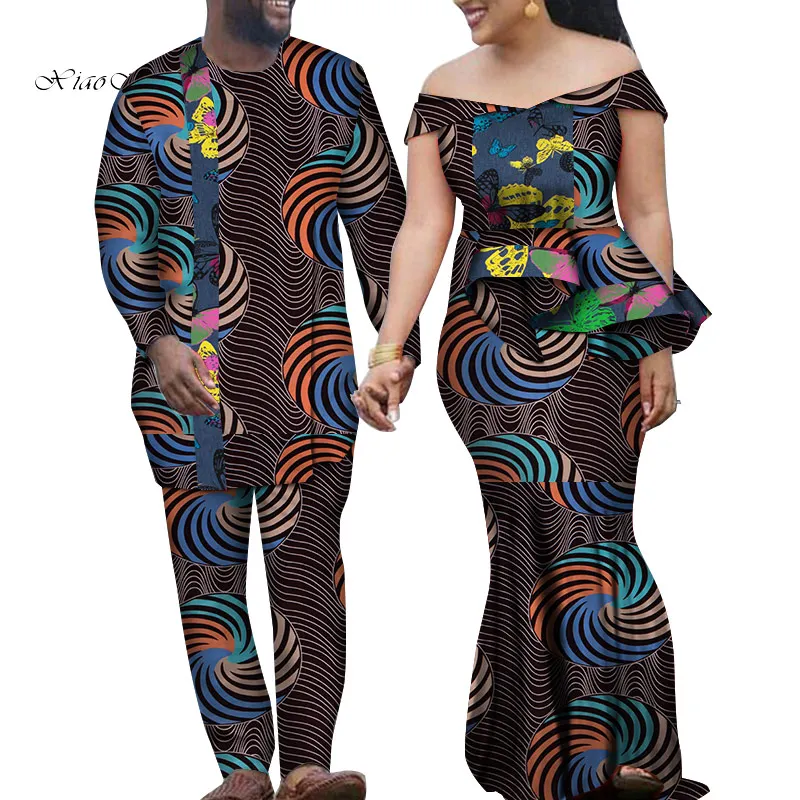 Комплект из 2 предметов Африканский Дашики одежда для пар влюбленных мужской