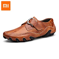 xiaomi mijia mens shoes trend solid color pu hollow drawstring elastic buckle hand stitched comfortable casual outdoor sandals