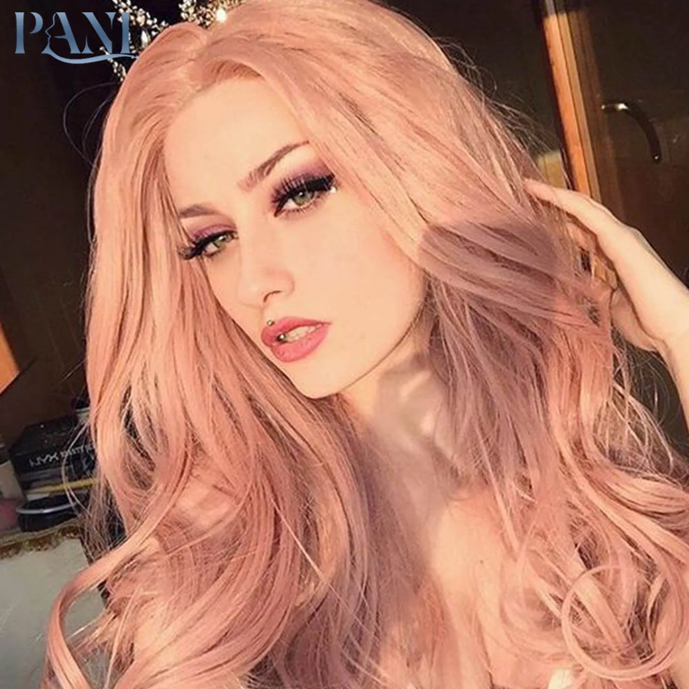 Парик женский синтетический для косплея длинный из аниме лолита с розовыми