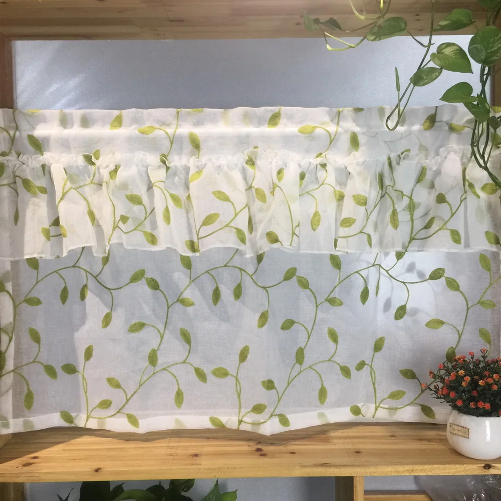 1 шт. занавеска с карманом для кухонного шкафа кафе оставьте вышитое маленькое