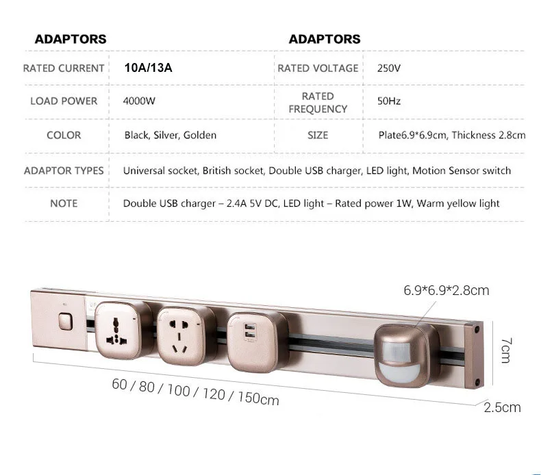 Заводской выключатель 80 см 4000 Вт стопконтакт Tomada Usb 3C 2 usb порта Конференц-зал гостиная