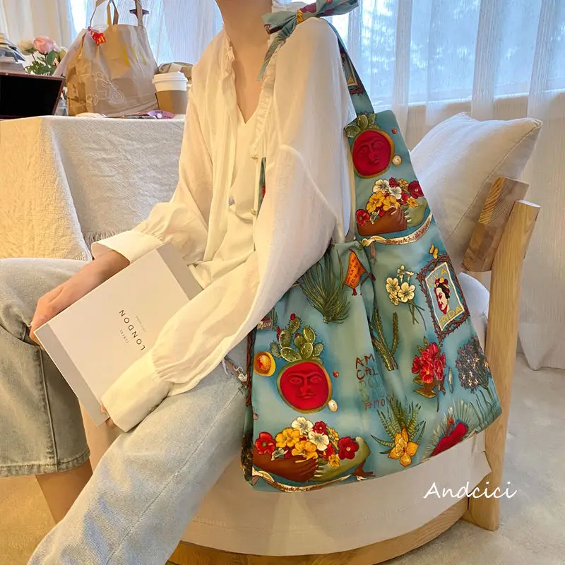 

Women Fashion French Art Illustration Design Totes Bags Lady Casual Vintage Large Capacity Shoulder Bag Travel Shopping Package