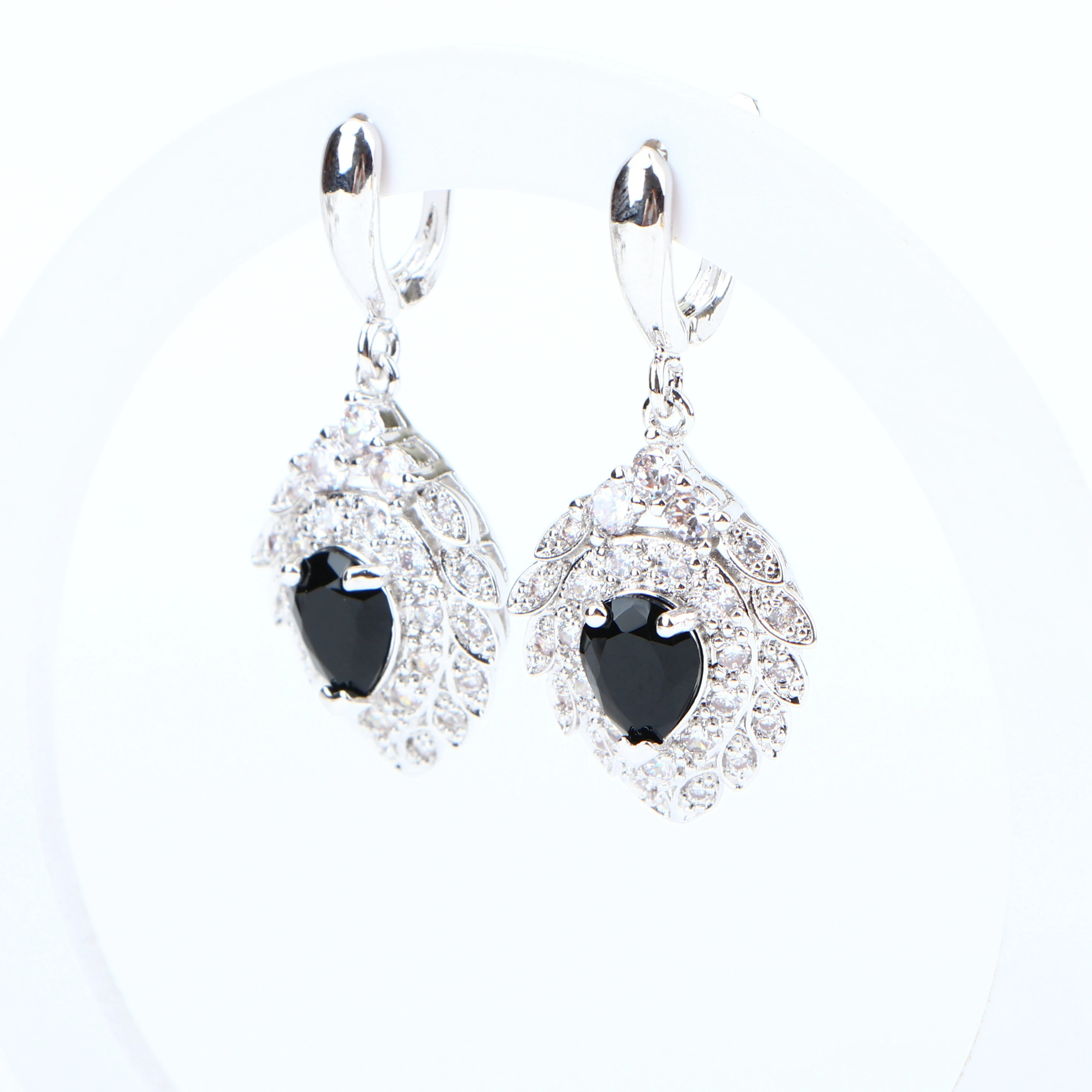 Набор свадебных украшений из серебра 925 пробы с черным кубическим цирконием