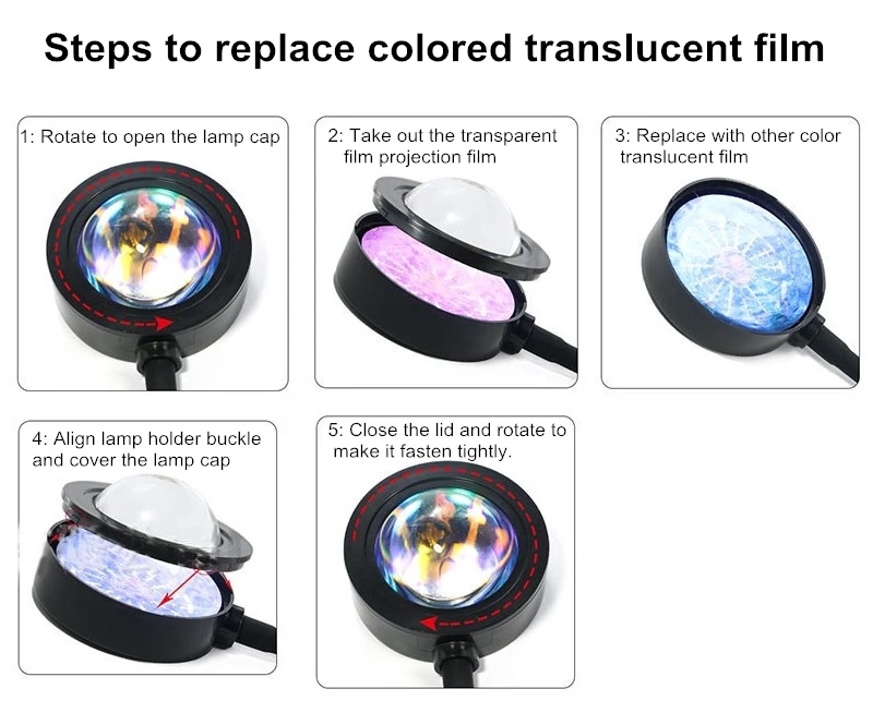 USB проектор с радужным закатом красный светодиодный ночник проекционный