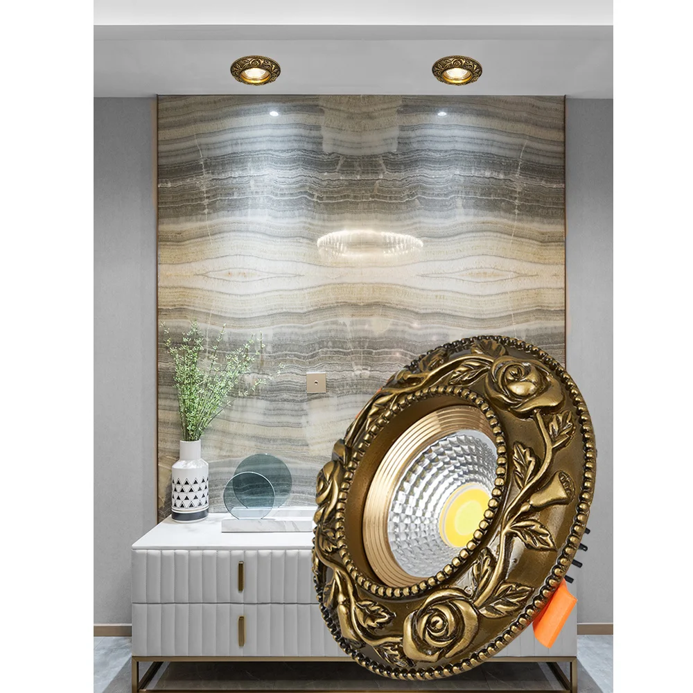 American Retro Red Bronze Color Resin Led Ceiling Lamp 7W 10W 110V 220V Hallway Living Room Recessed Downlight Corridor Fixtures | Освещение