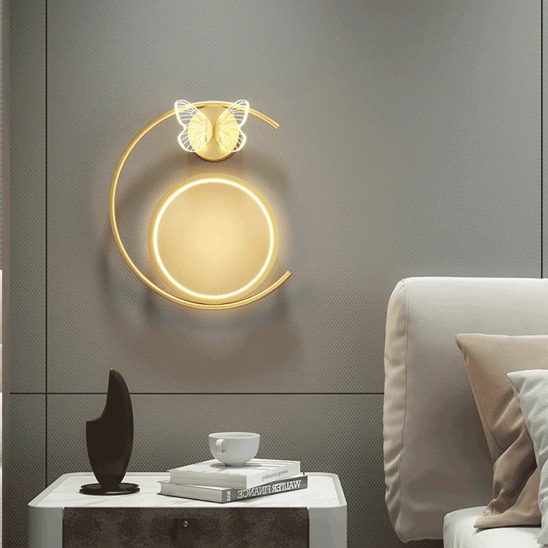 

Bedside Wall Lamp Modern Minimalist Creative Butterfly Nordic 2021 Decoration Living Room Bedroom Background Bracket Light