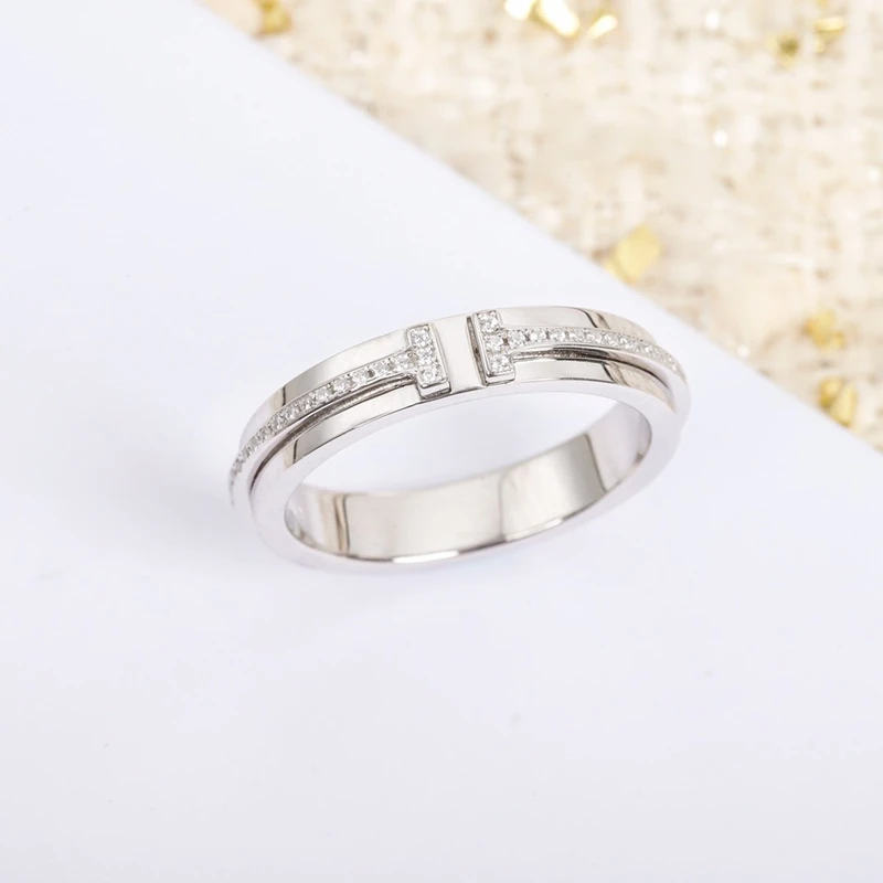 

Fashion ladies' rings classic trend T-shaped diamond jewelry birthday party commemorative gifts 925 silver