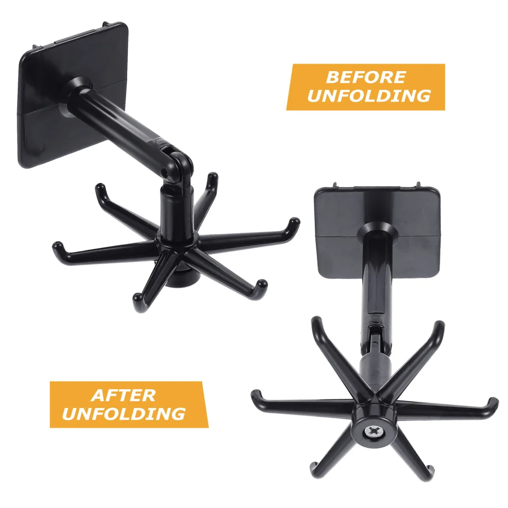 

1 Set 4Pcs Multi-function Rotating Hooks Punch Free Storage Hangers (Black)