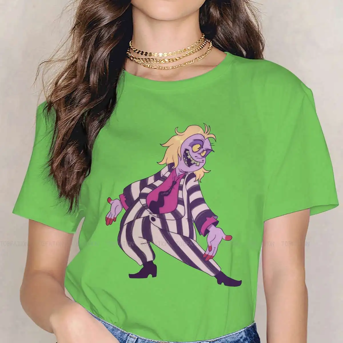 

Cartoon Newest TShirts Beetlejuice Betelgeuse Horror Film Woman Harajuku Pure Cotton T Shirt O Neck Oversized