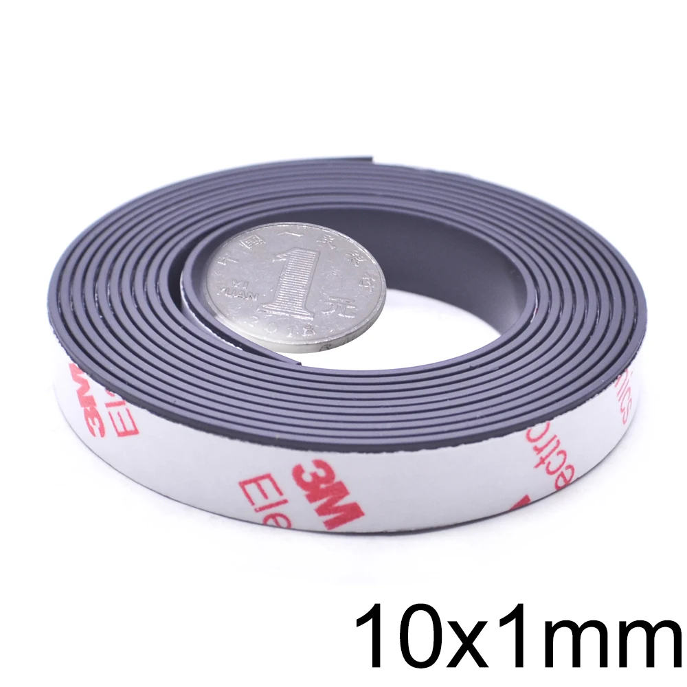 1 м самоклеящаяся Гибкая магнитная лента резиновая ширина 10 мм толщина