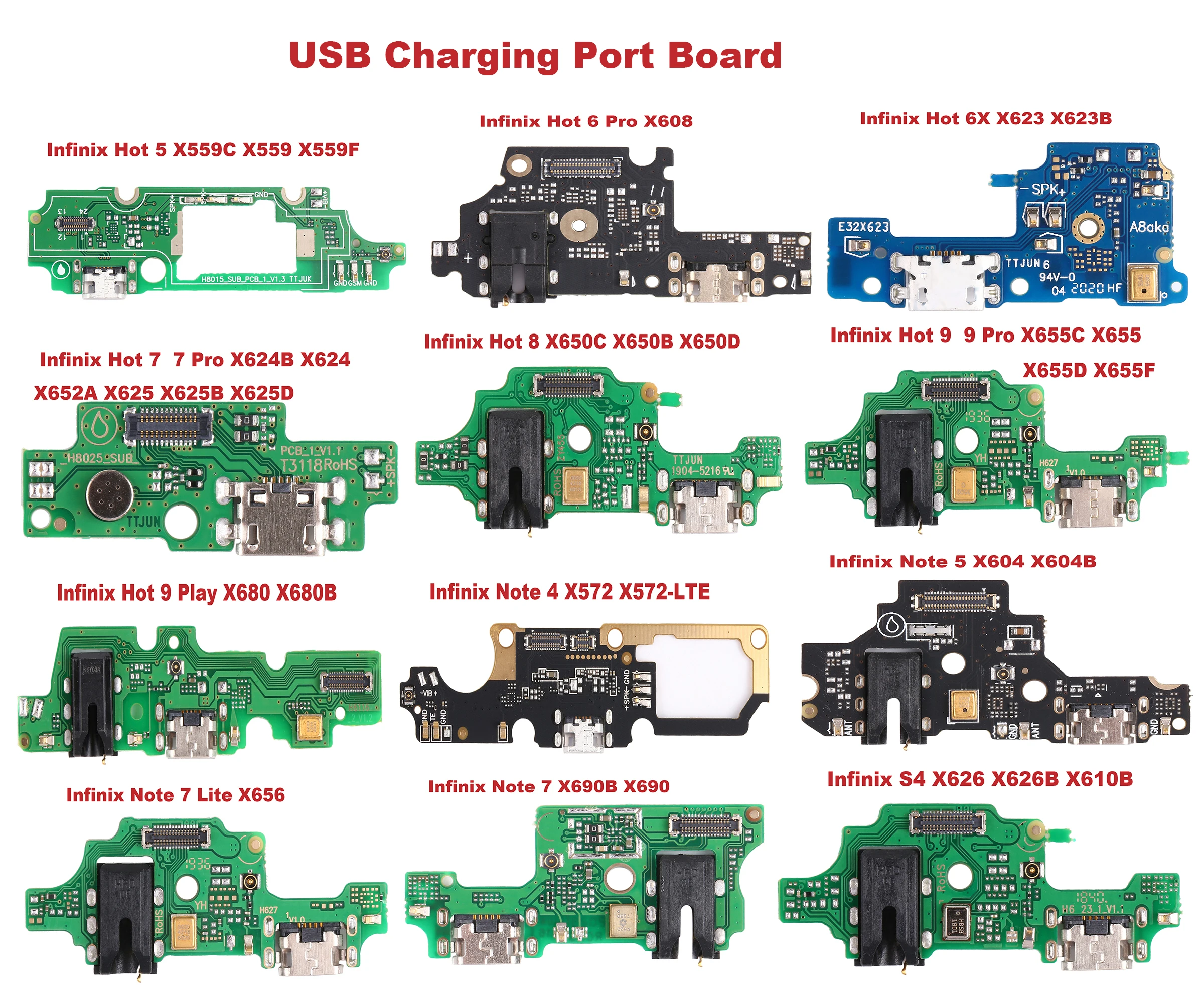 USB Charging  Dock Port Board for Infinix Hot 5 X559/hot 6 pro/hot 6x/hot 7/7 pro/hot 8/hot 9/9pro/hot 9 play/note 4/note 5 7