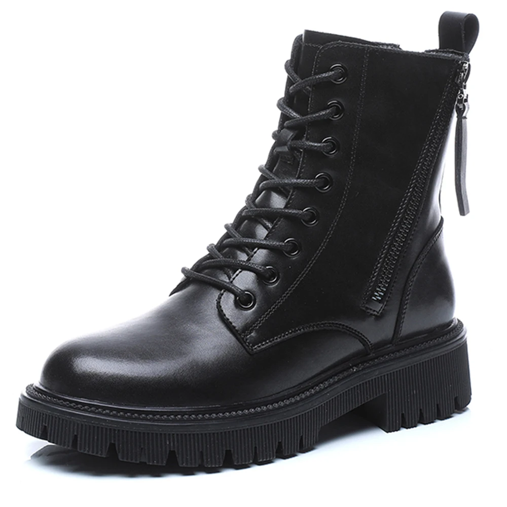 

Women's Ankle Boots Autumn Woman Martens Motorcycle Boots Platform Martins Shoes 2021 Fashion Luxury Leather Increase Ins Plush