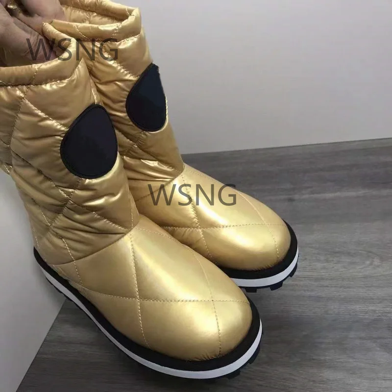 

Fashion Waterproof Ladies Down Snow Boots High Quality Winter Warm Boots Round Toe Flat Ankle Boots Brand Designer Women's Boots