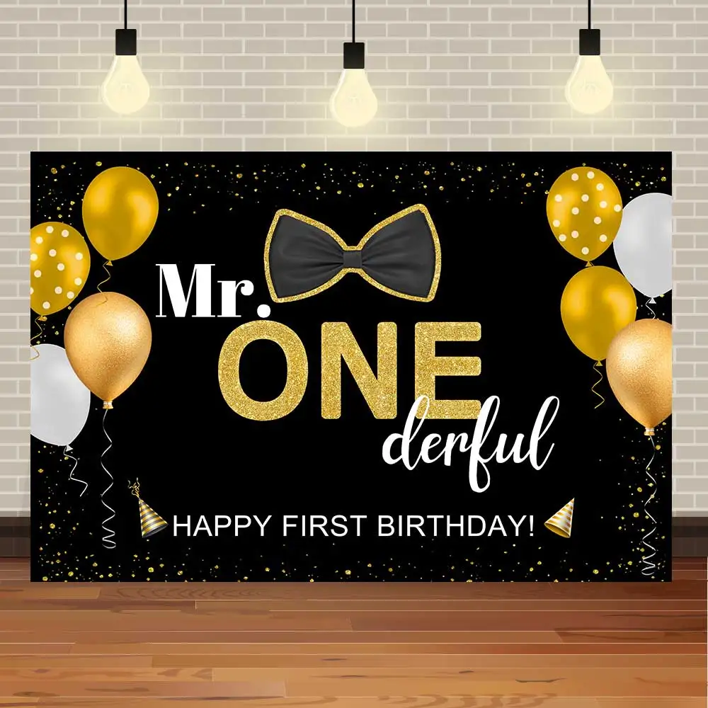 NeoBack Mr.Onederful Boy, галстук-бабочка, воздушный шар, с первого дня рождения, Золотая фотография, фон для фотосъемки