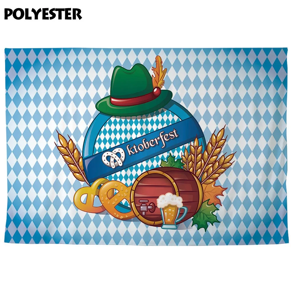 Allenjoy photophone for oktoberfest photography German beer straw hat cloth plaid wheat ears party backdrop photocall photozone |