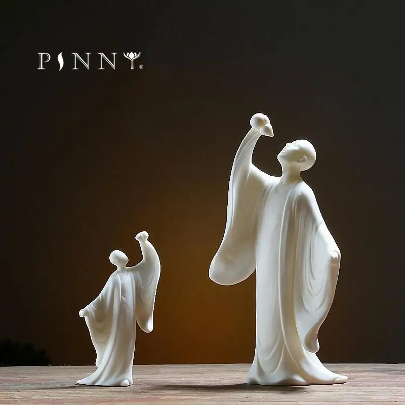 

PINNY Drunken White Porcelain Monk Figurine Ceramics Art Sculpture Home Decoration Accessories Modern
