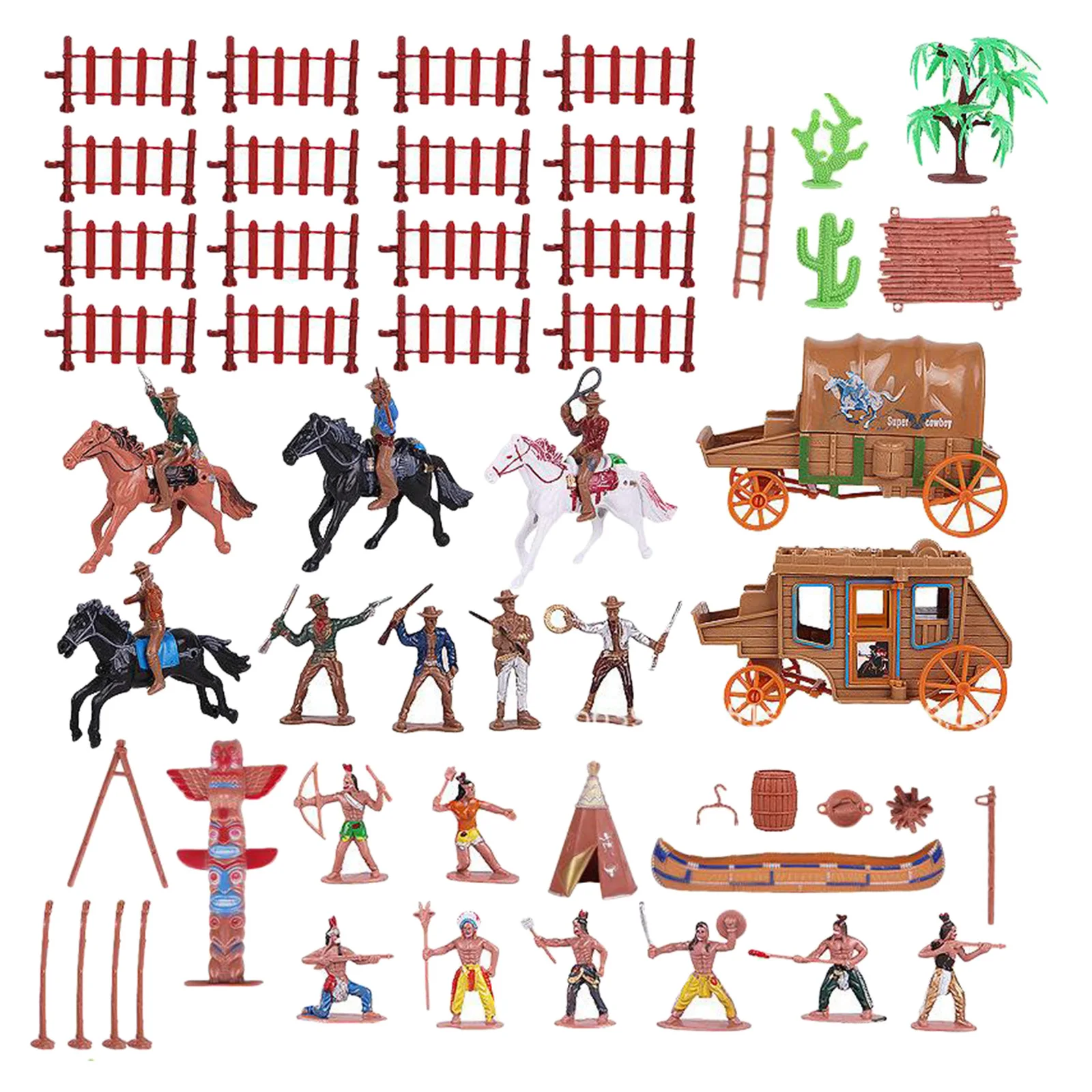 

43x West Cowboys Indians Plastic Figure Playset Accessories Project Gifts