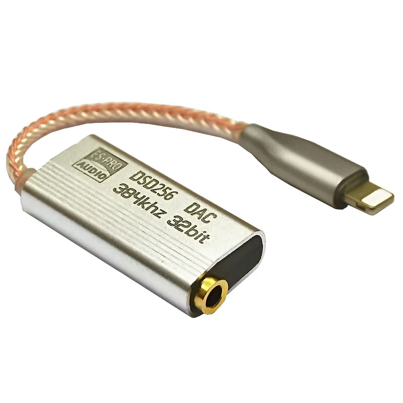 

DSD 100% brand new ES9318 mobile phone lightning to 3.5mm decoding DAC Amplifier HIFI wire adapter earphone cable For ESS device