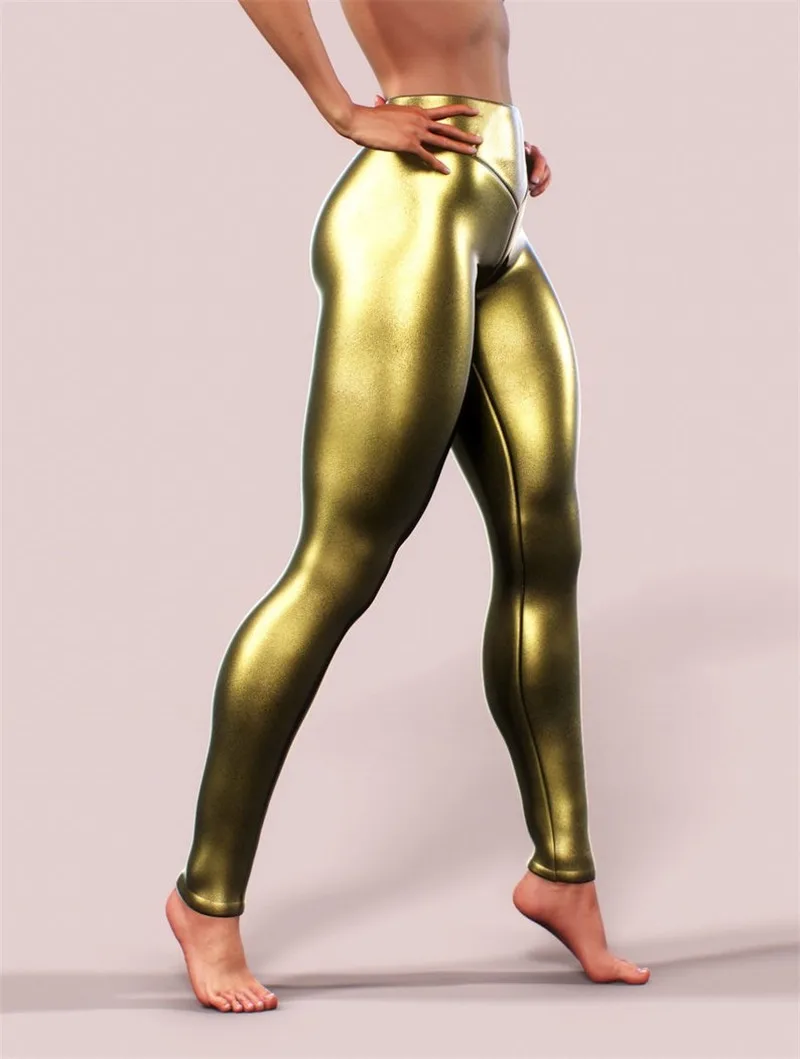 

Женские модные повседневные облегающие брюки, блестящие кожаные леггинсы с V-образным вырезом спереди и сзади, кожаные брюки