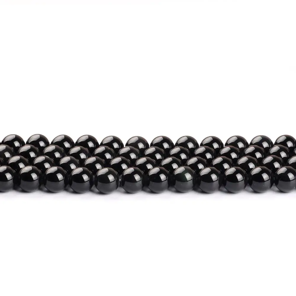 Оптовая продажа натуральный черный Обсидиан Бусины Strand 15 &quot4 6 8 10 12 14 мм выбрать