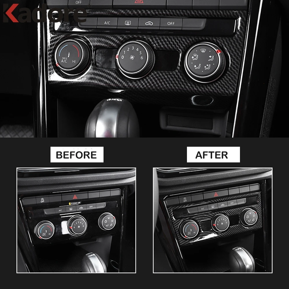 Панель переключателя кондиционера из углеродного волокна для Volkswagen VW T Roc TROC 2017 2018