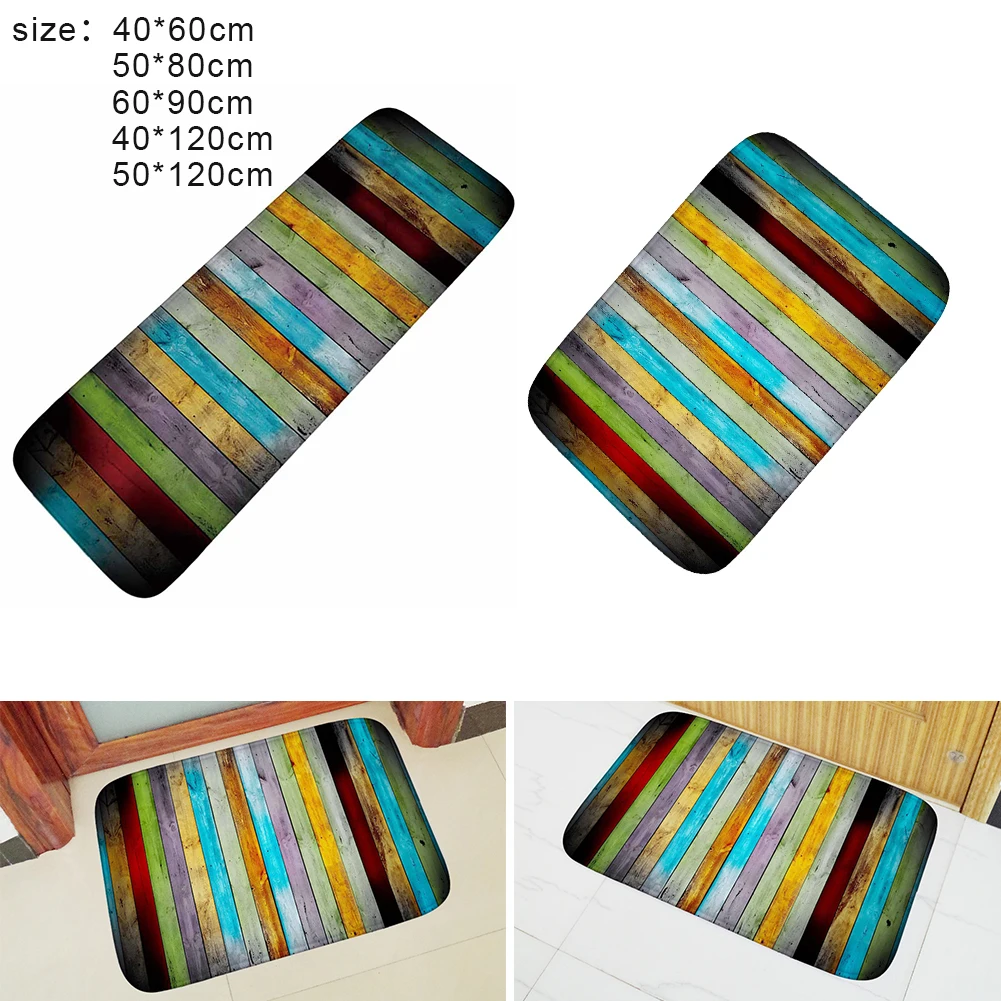 Коврик для ванной винтажный Противоскользящий Прямоугольный с деревянным