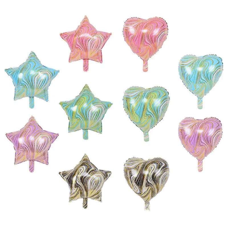 

1pc 18inch Agate balloon colorful heart-shaped Pentagram balloons birthday baby shower wedding party home decorations supplies